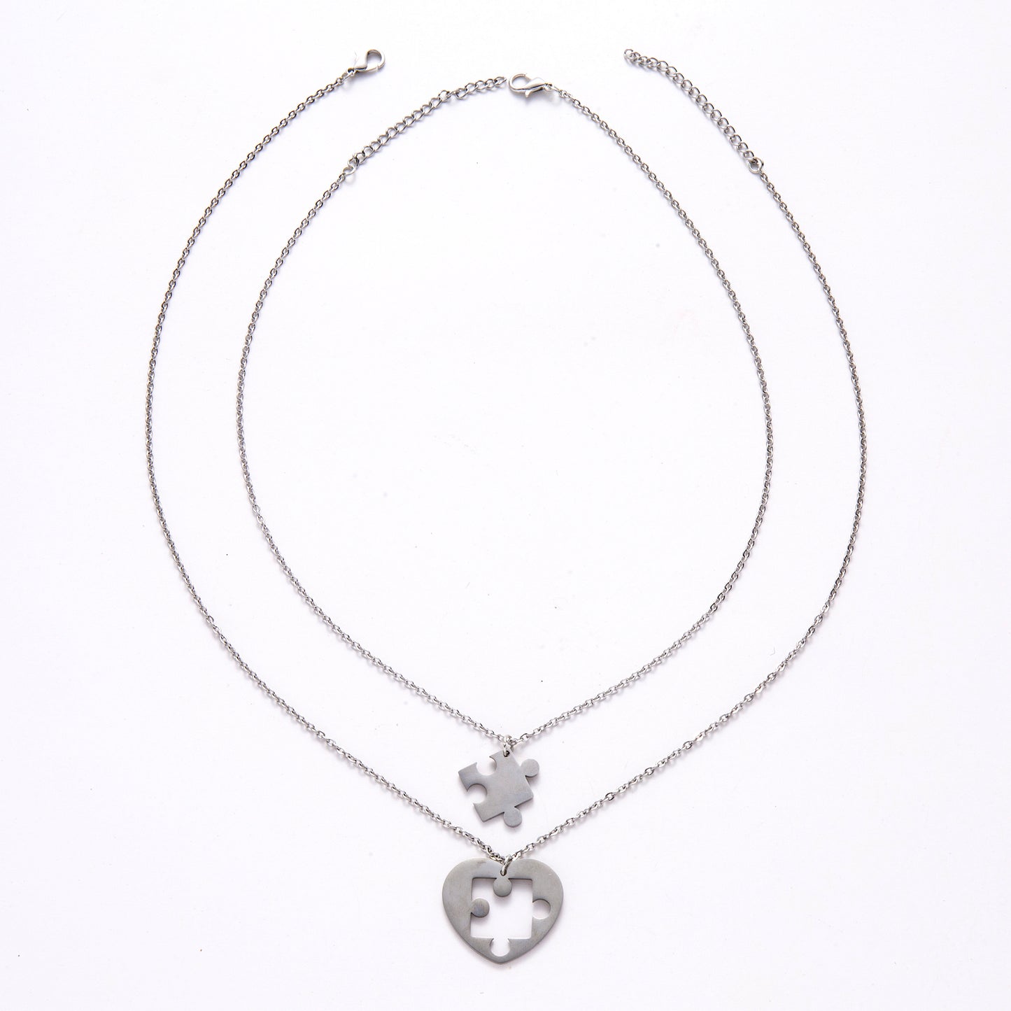 Puzzle Heart Matching Couple Necklace Set