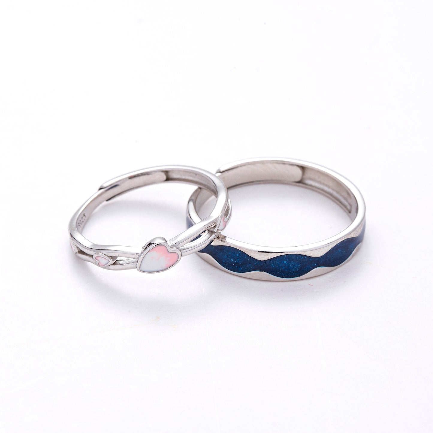 Heart Silver Couple Rings