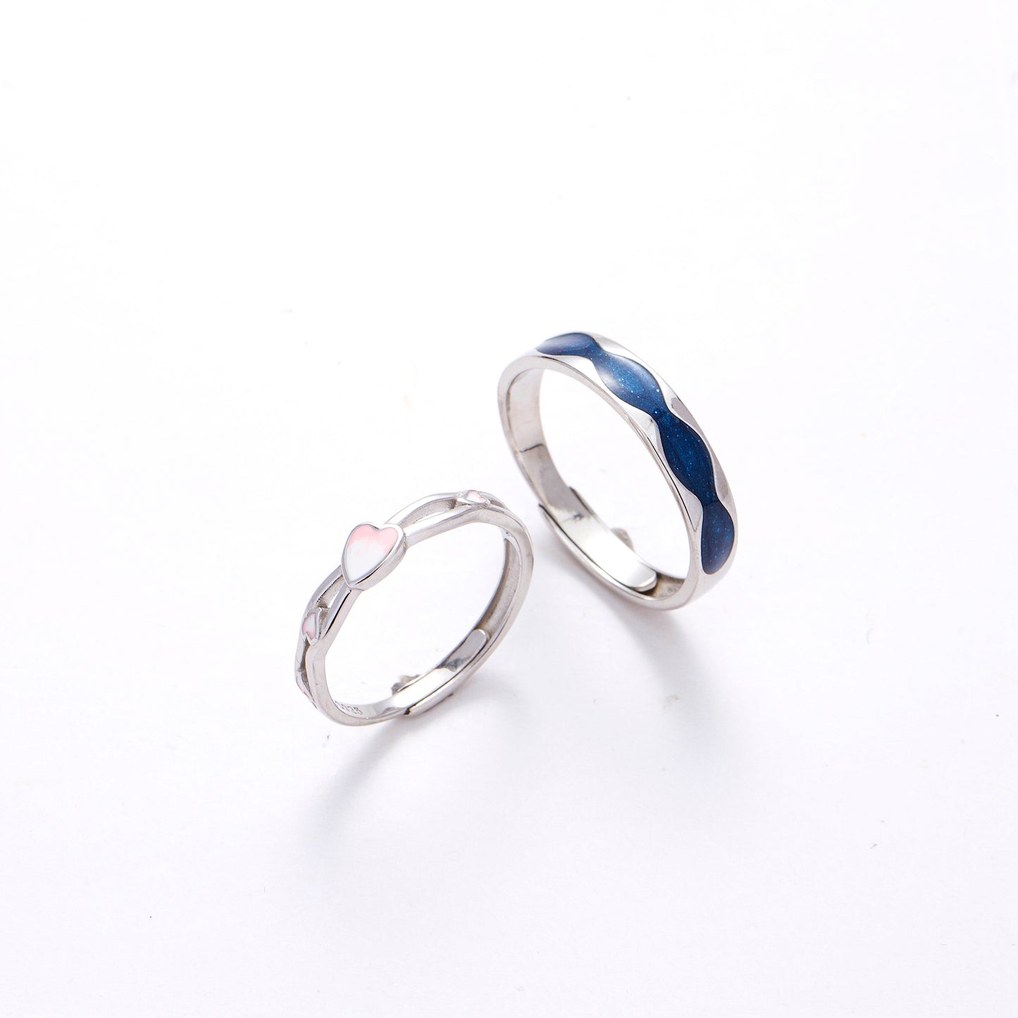 Heart Silver Couple Rings