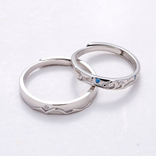 Landscape CZ Silver Couple Rings