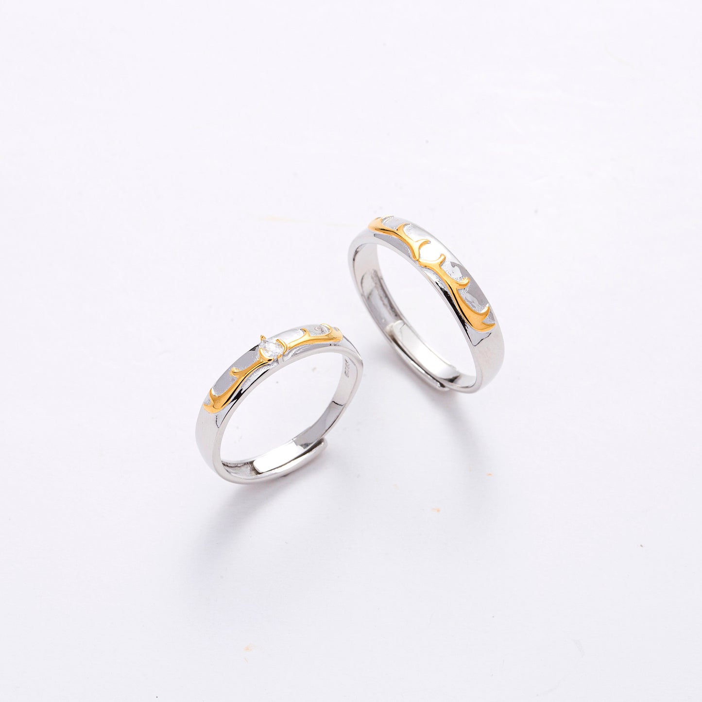 Deer Antlers Silver Couple Rings