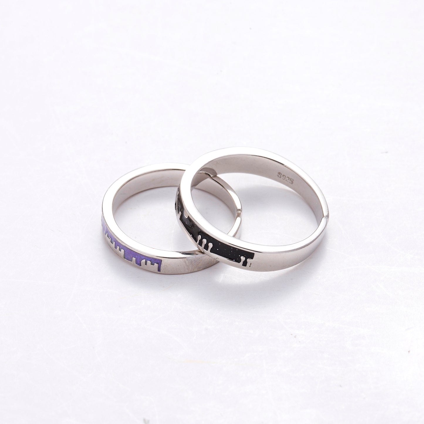 Galaxy City Silver Couple Rings