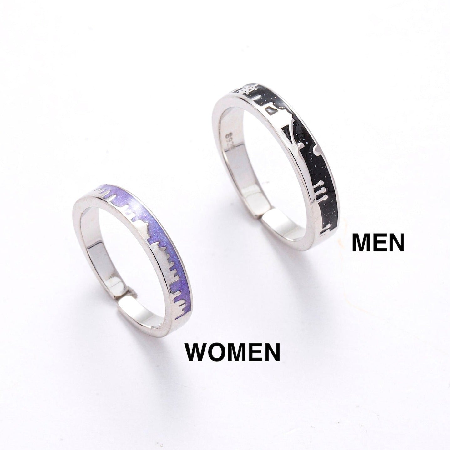 Galaxy City Silver Couple Rings