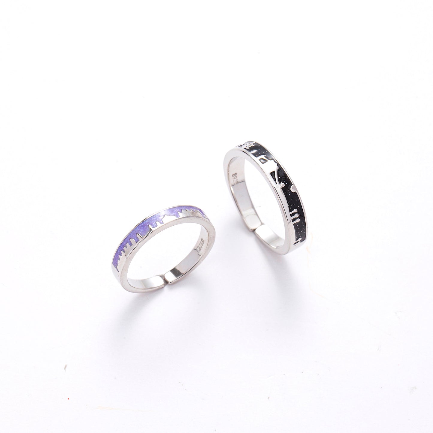 Galaxy City Silver Couple Rings