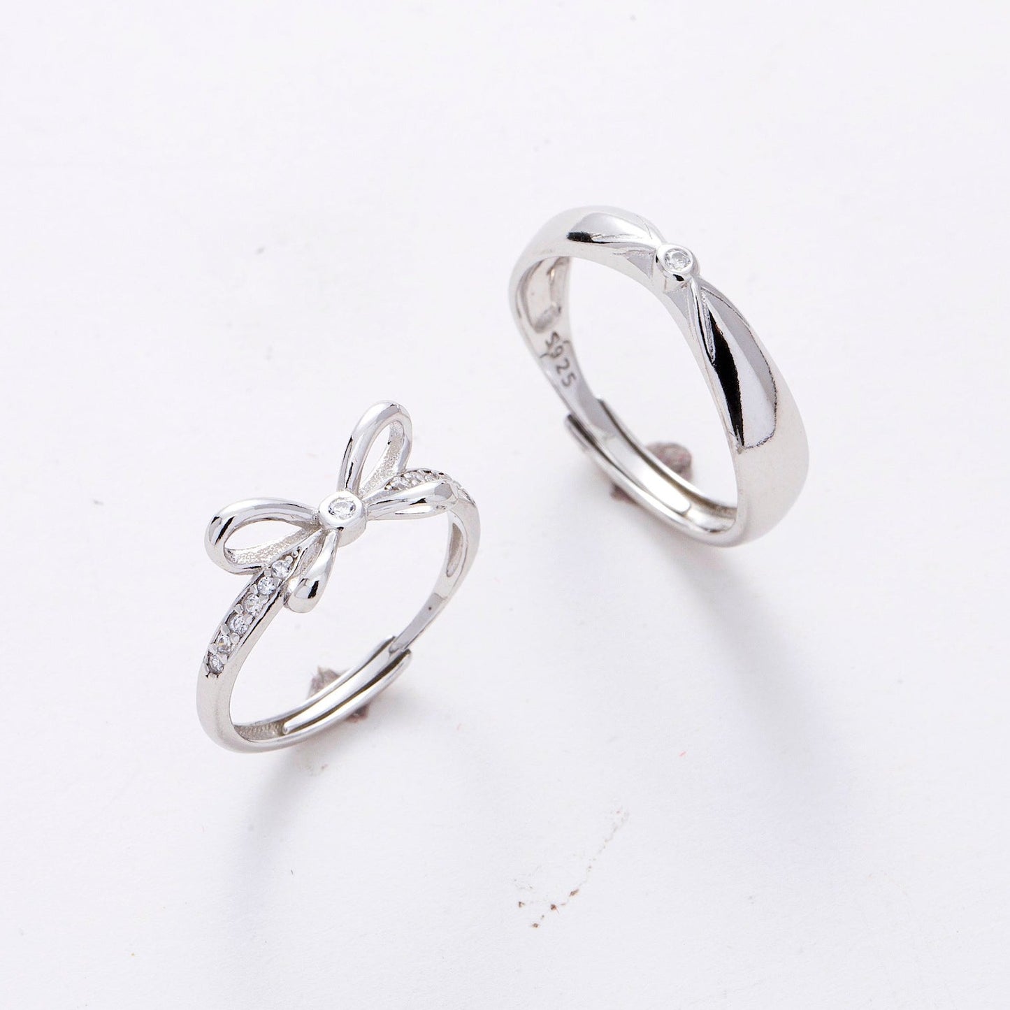 Butterfly CZ Silver Couple Rings