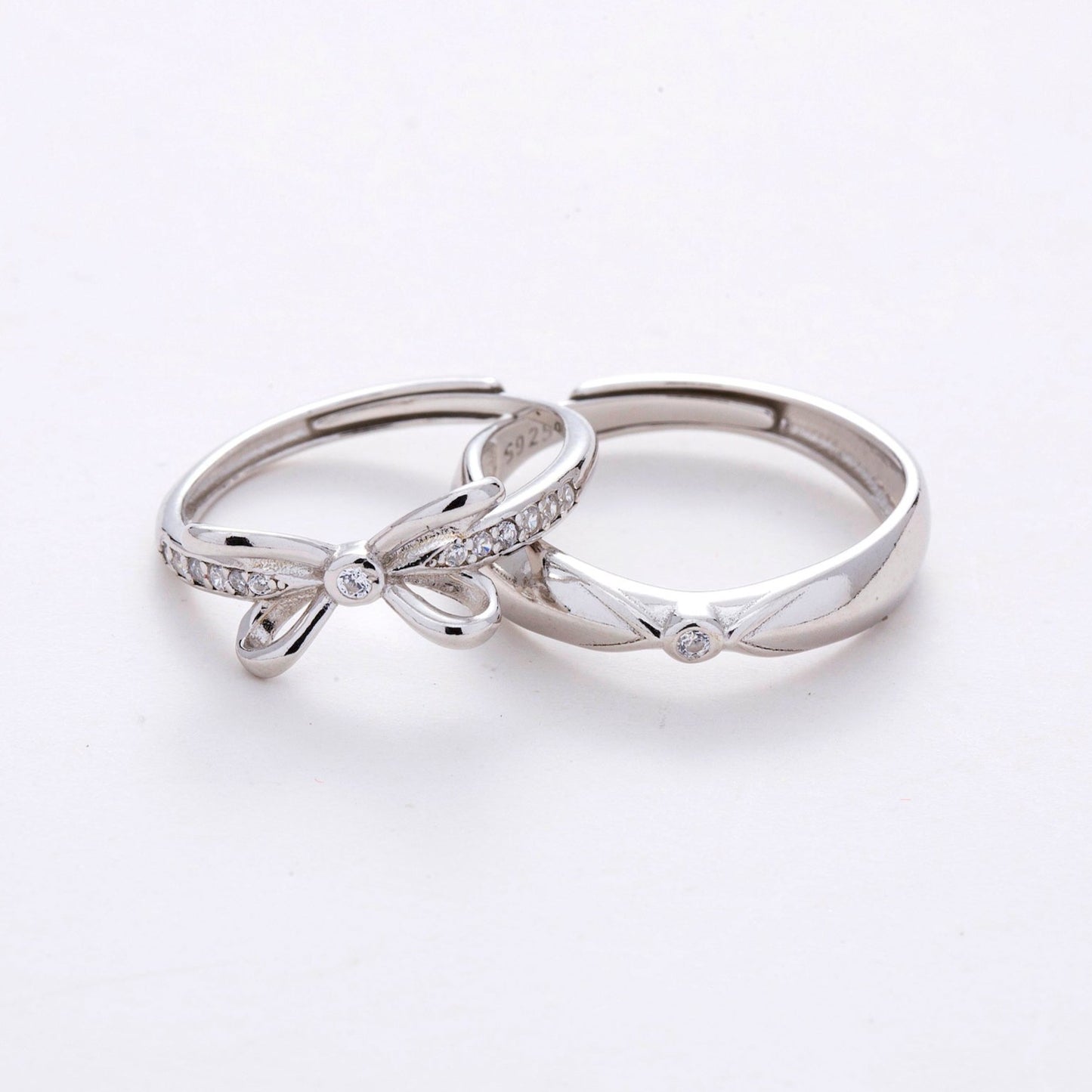 Butterfly CZ Silver Couple Rings