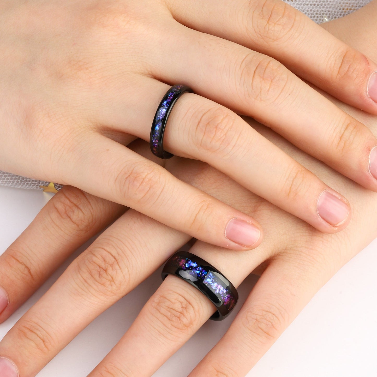 Orion Nebula Tungsten Matching Ring set for Couples