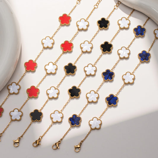 Good Luck Five-Leaf Clover Bracelet