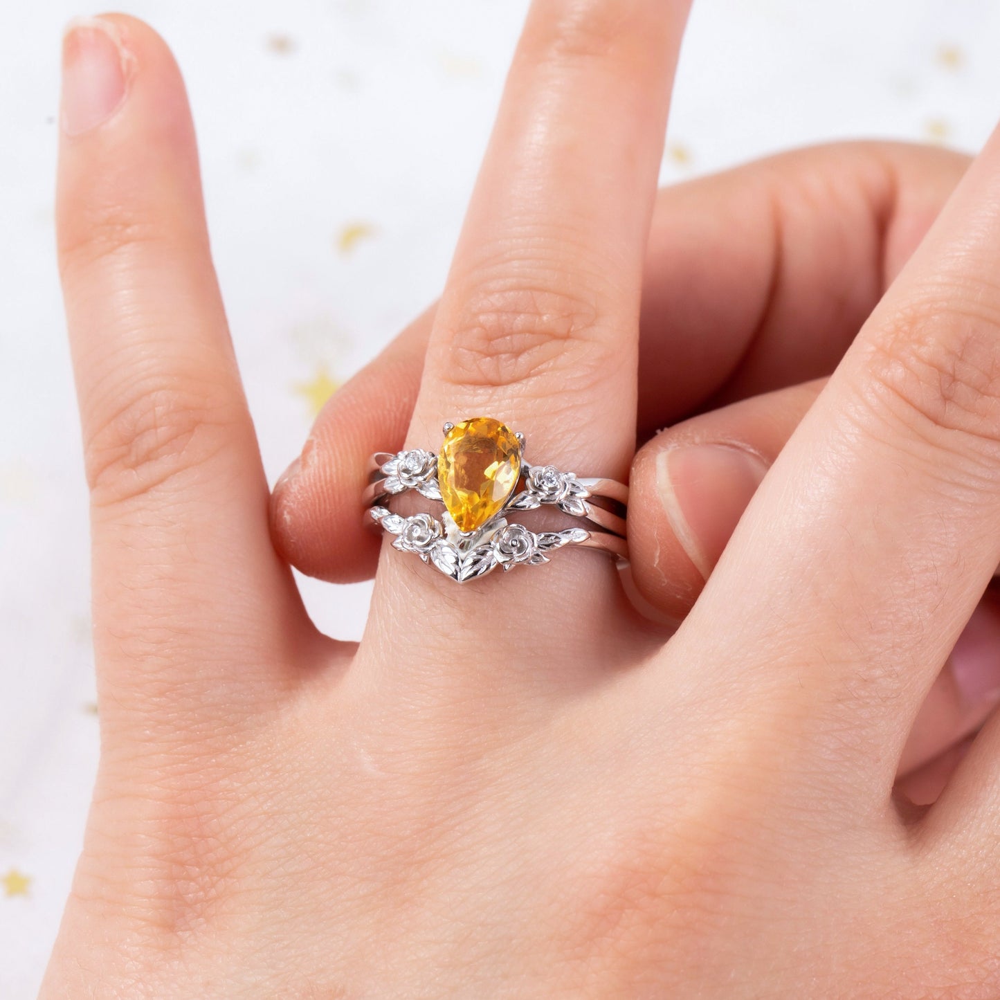 The Citrion - Natural Citrine Couple Rings