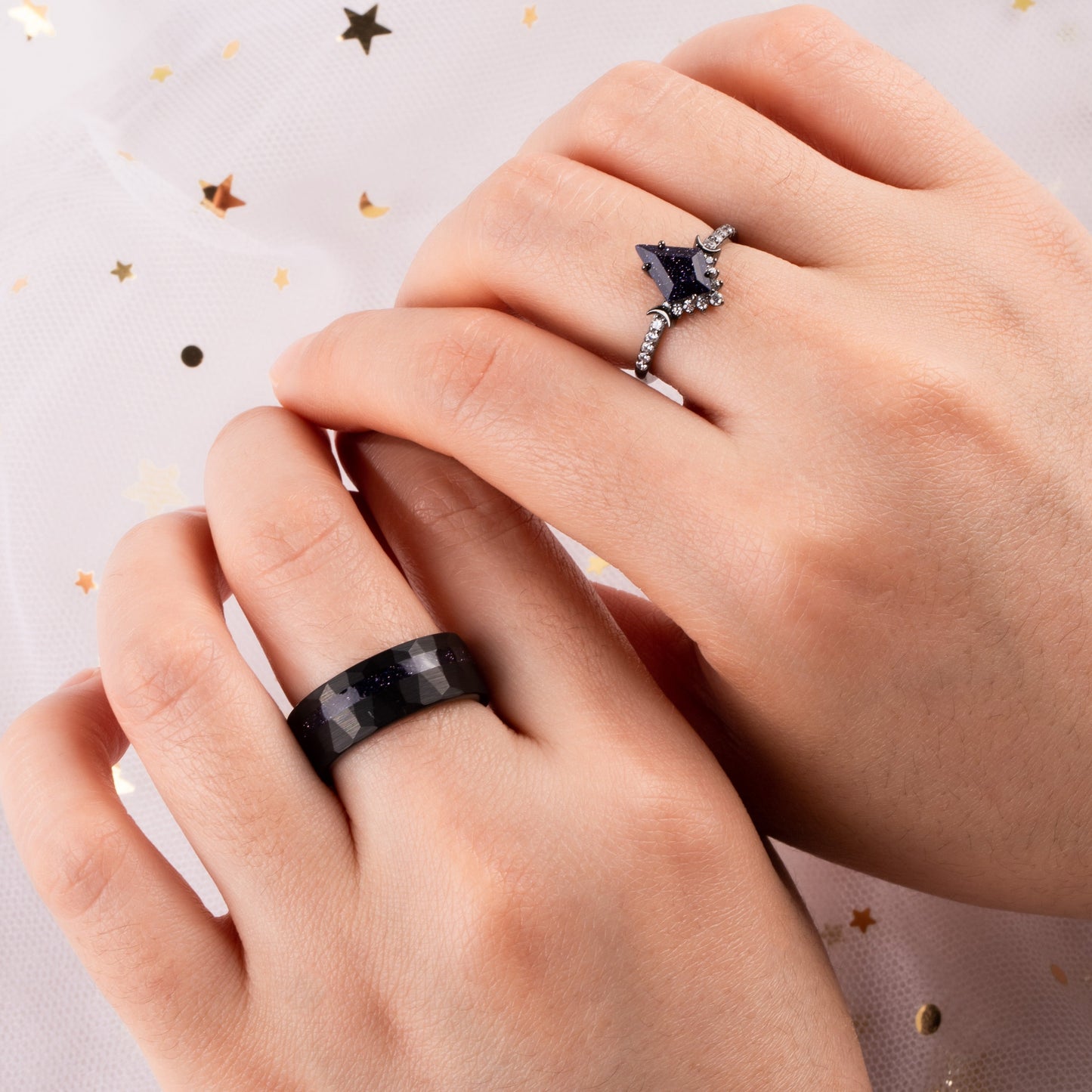 The Midnight - Blue Sandstone Couple Rings