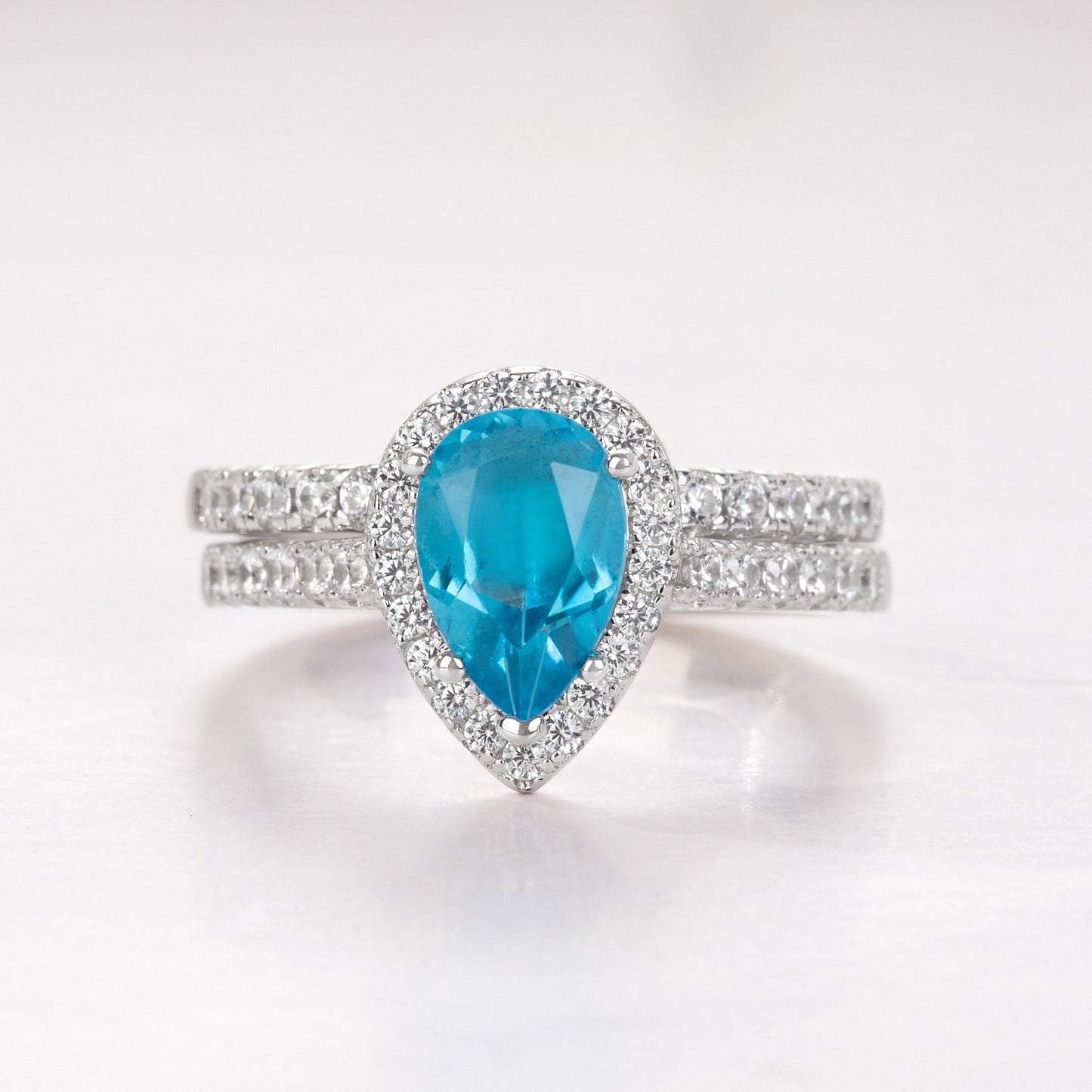 The Blunite - Swiss Blue Topaz Couple Ring Set