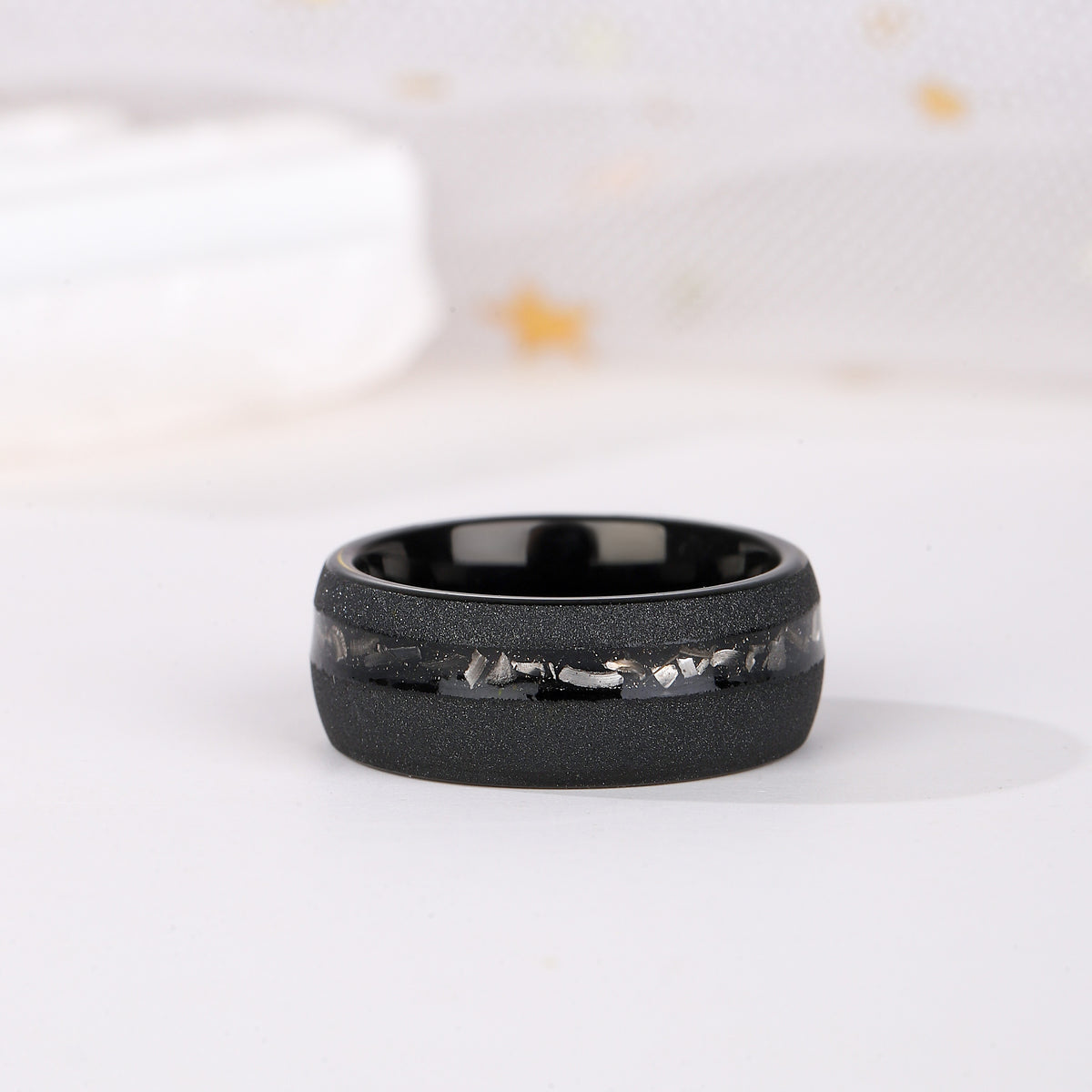 The Obsidian - Natural Black Rutilated Couple Rings