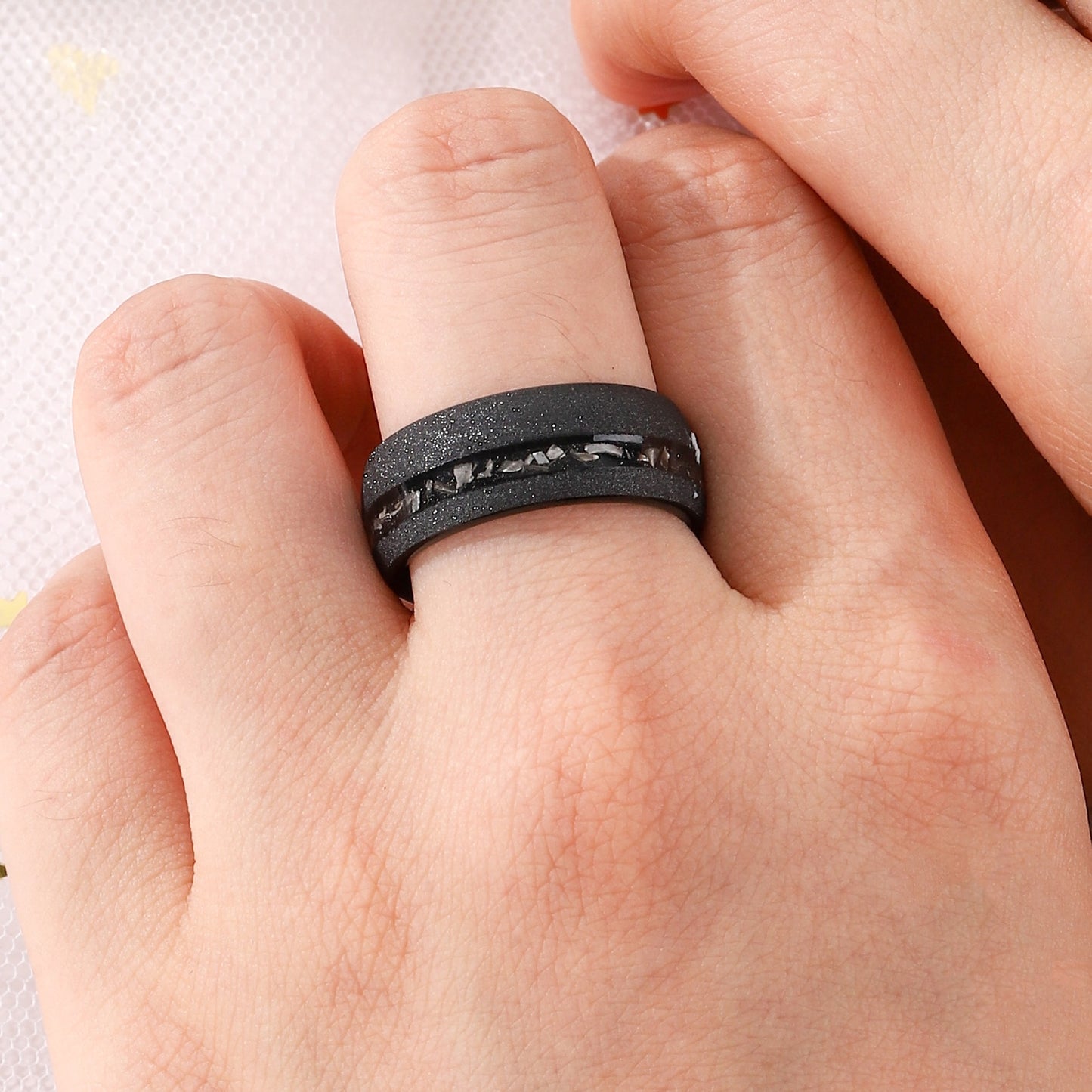 Black Sandstone Meteorite Men Promise Band