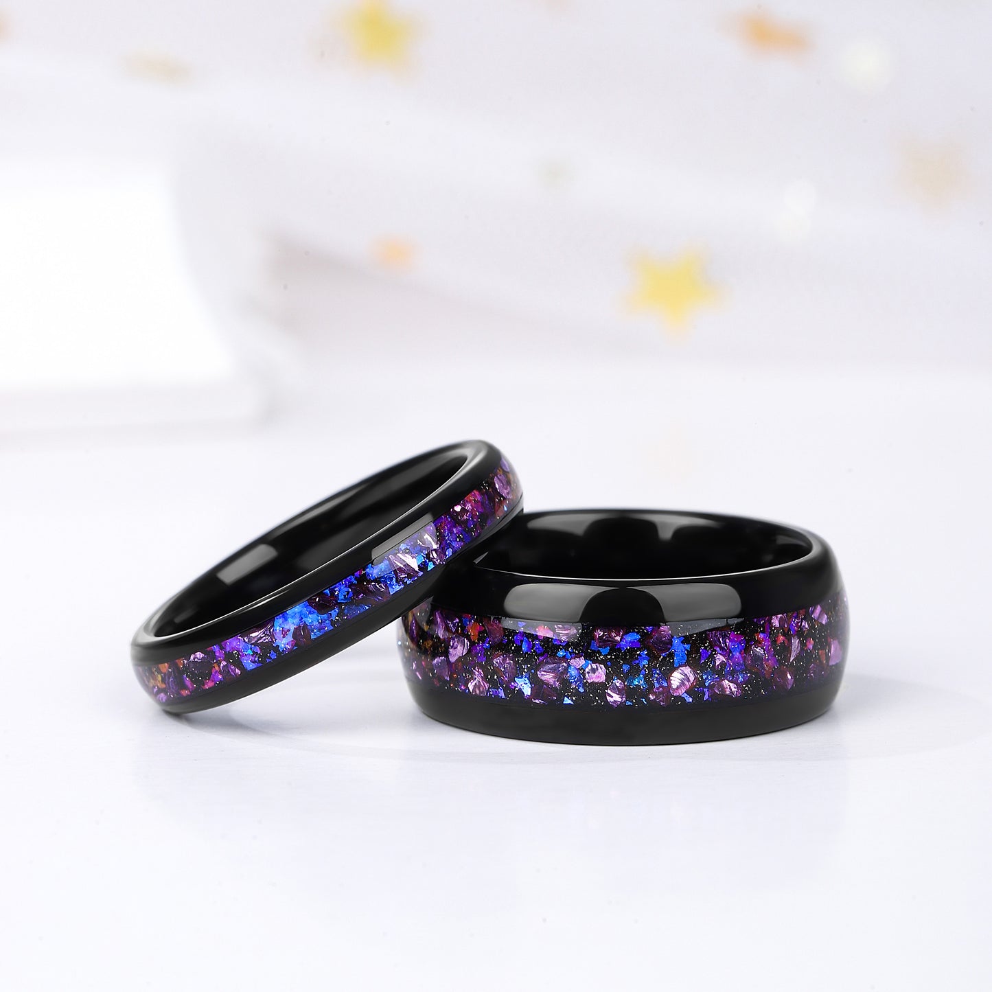 Crushed Amethyst & Sandstone Men Wedding Band