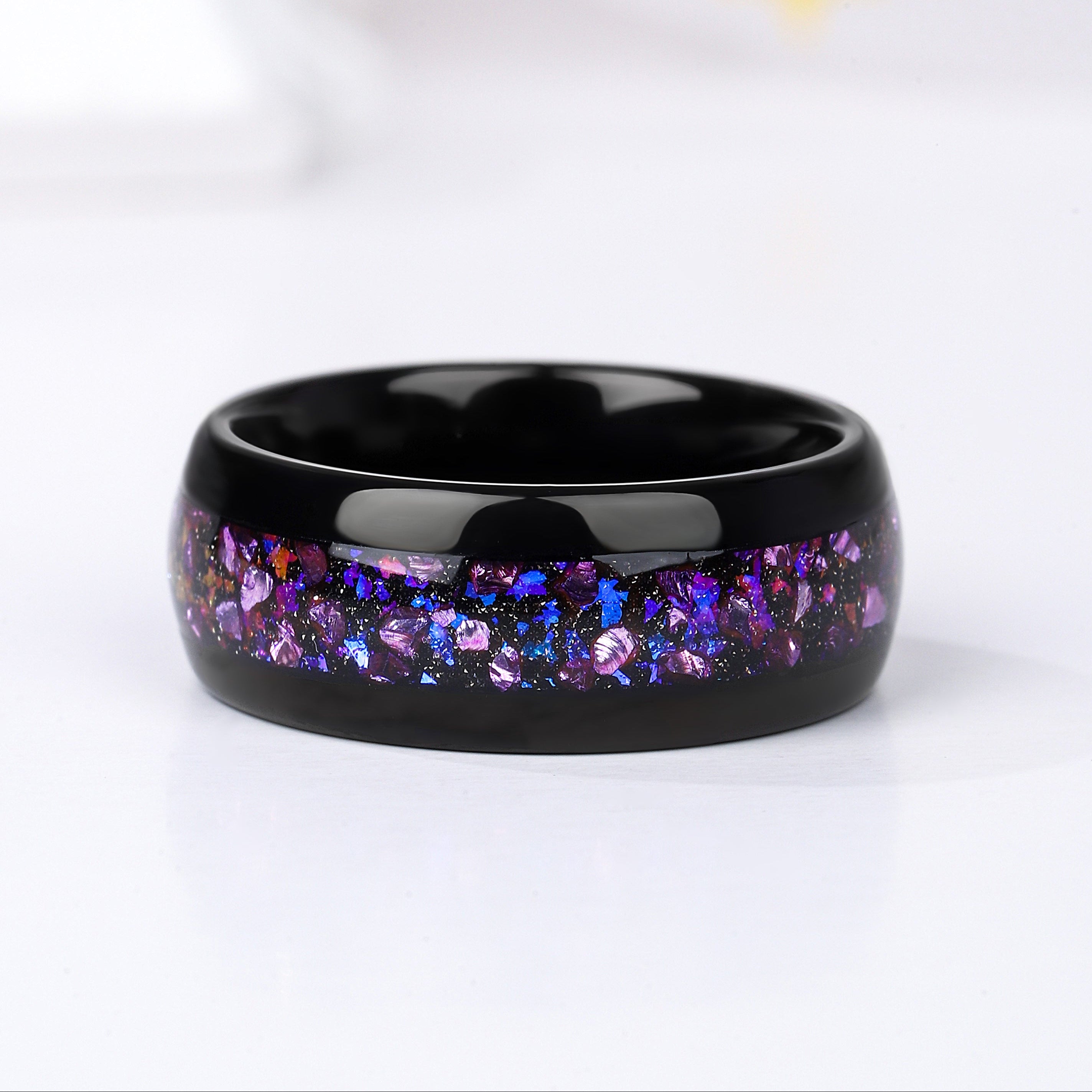 Crushed Amethyst & Sandstone Men Wedding Band | Male Jewelry