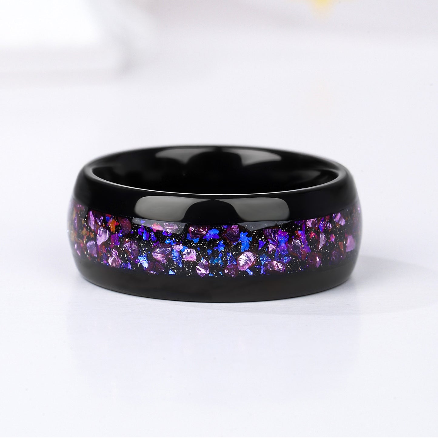 Crushed Amethyst & Sandstone Men Wedding Band