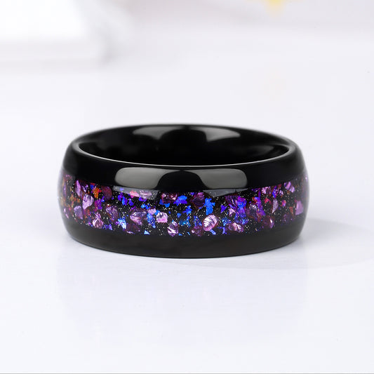 Crushed Amethyst & Sandstone Men Wedding Band