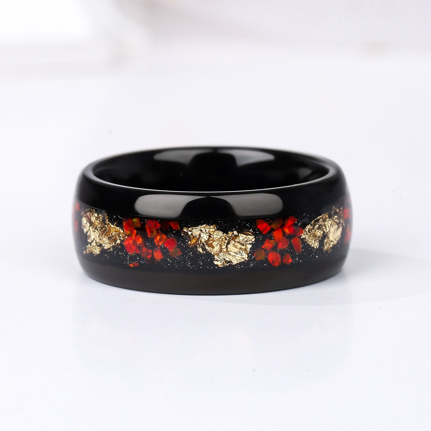 Crushed Garnet & Sandstone Men Wedding Band