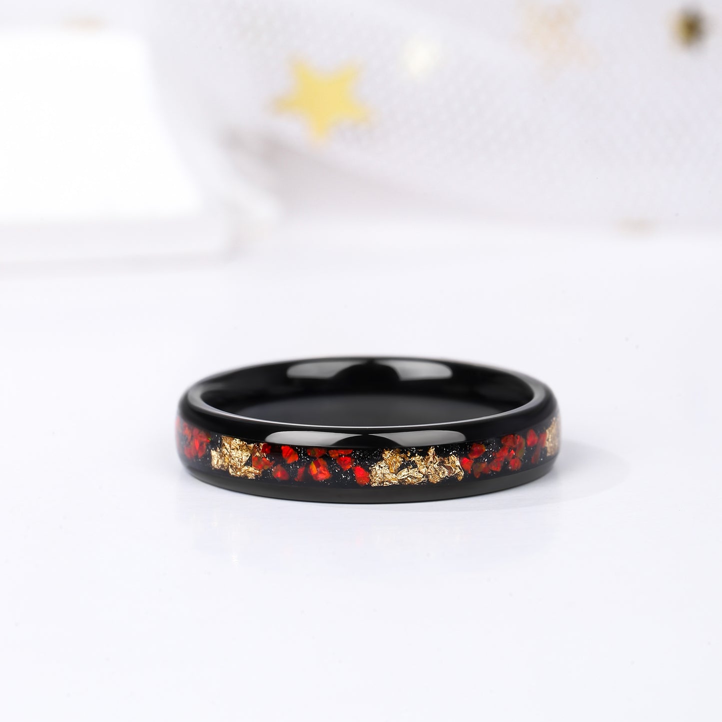 Crushed Garnet & Sandstone Men Wedding Band