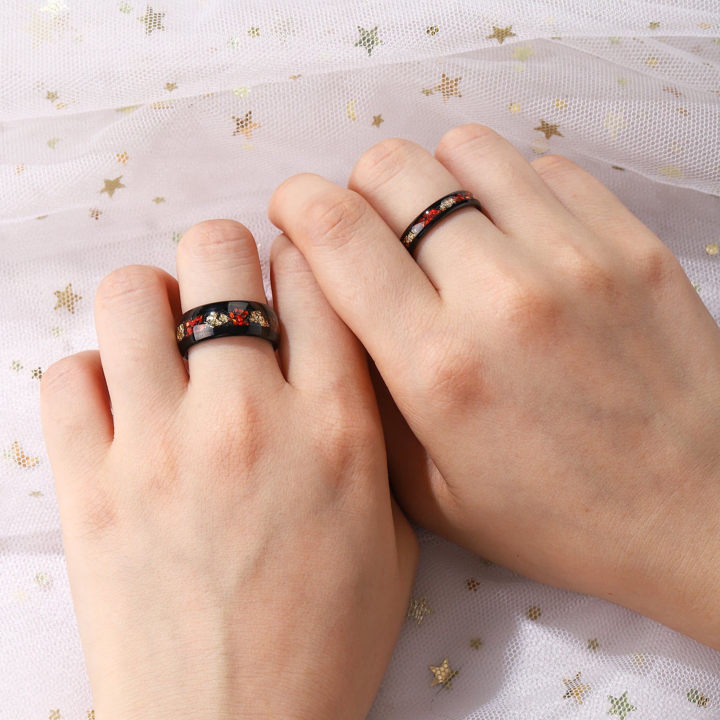 Crushed Garnet & Sandstone Men Wedding Band