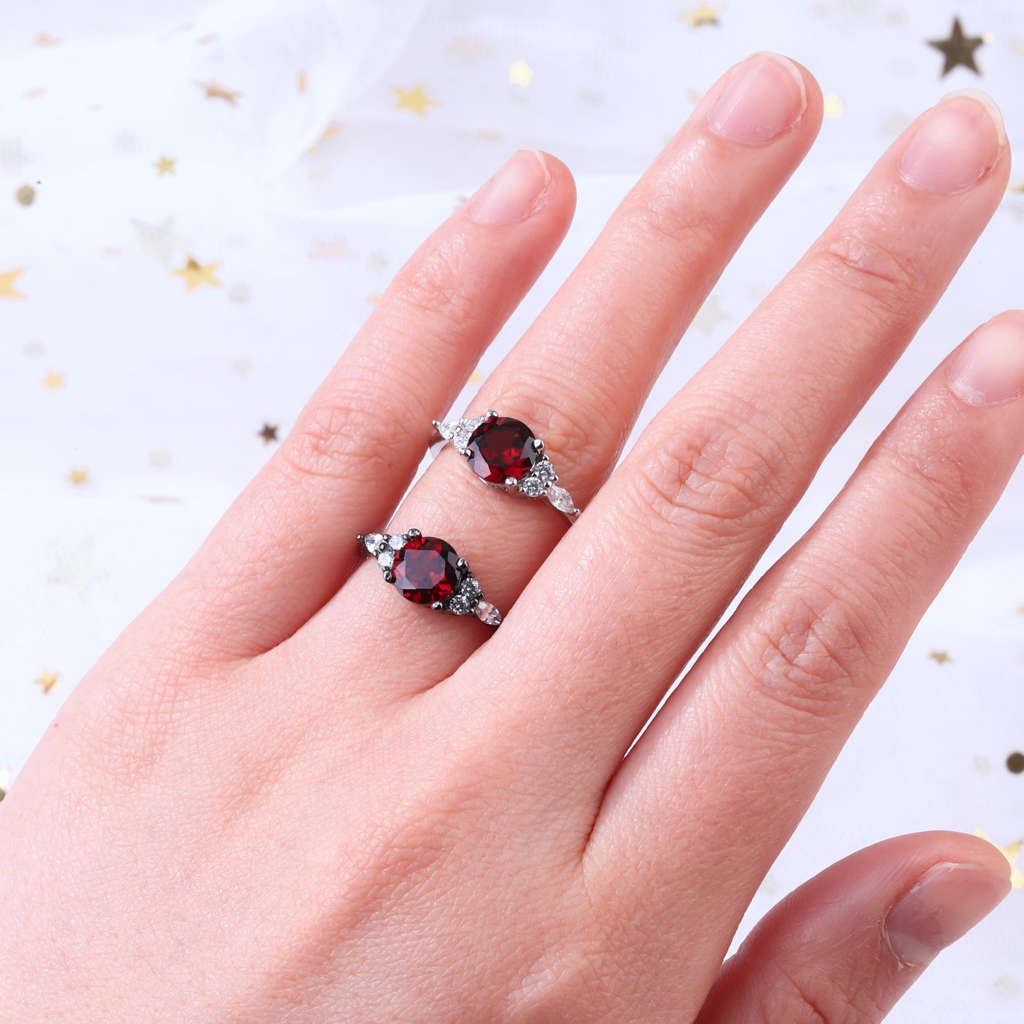 The Garnity - Garnet Ring Set for Couples