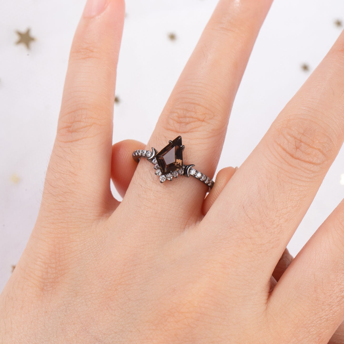 The Umber - Natural Smoky Quartz Couple Rings