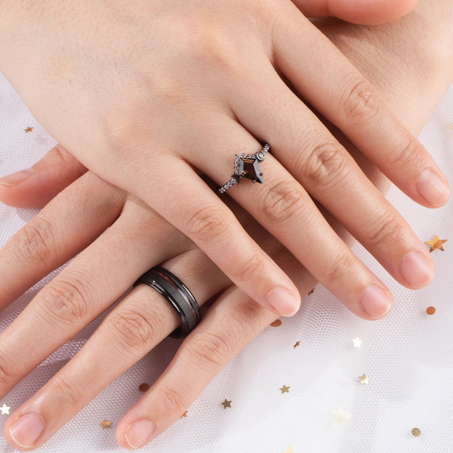The Umber - Natural Smoky Quartz Couple Rings