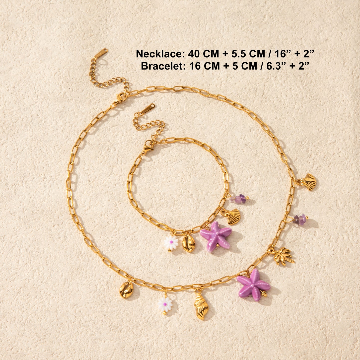 Starfish-Shells Boho Necklace-Bracelet Set