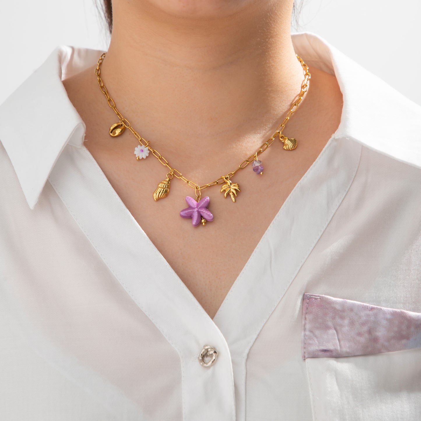 Starfish-Shells Boho Necklace-Bracelet Set