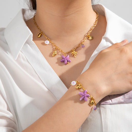 Starfish-Shells Boho Necklace-Bracelet Set