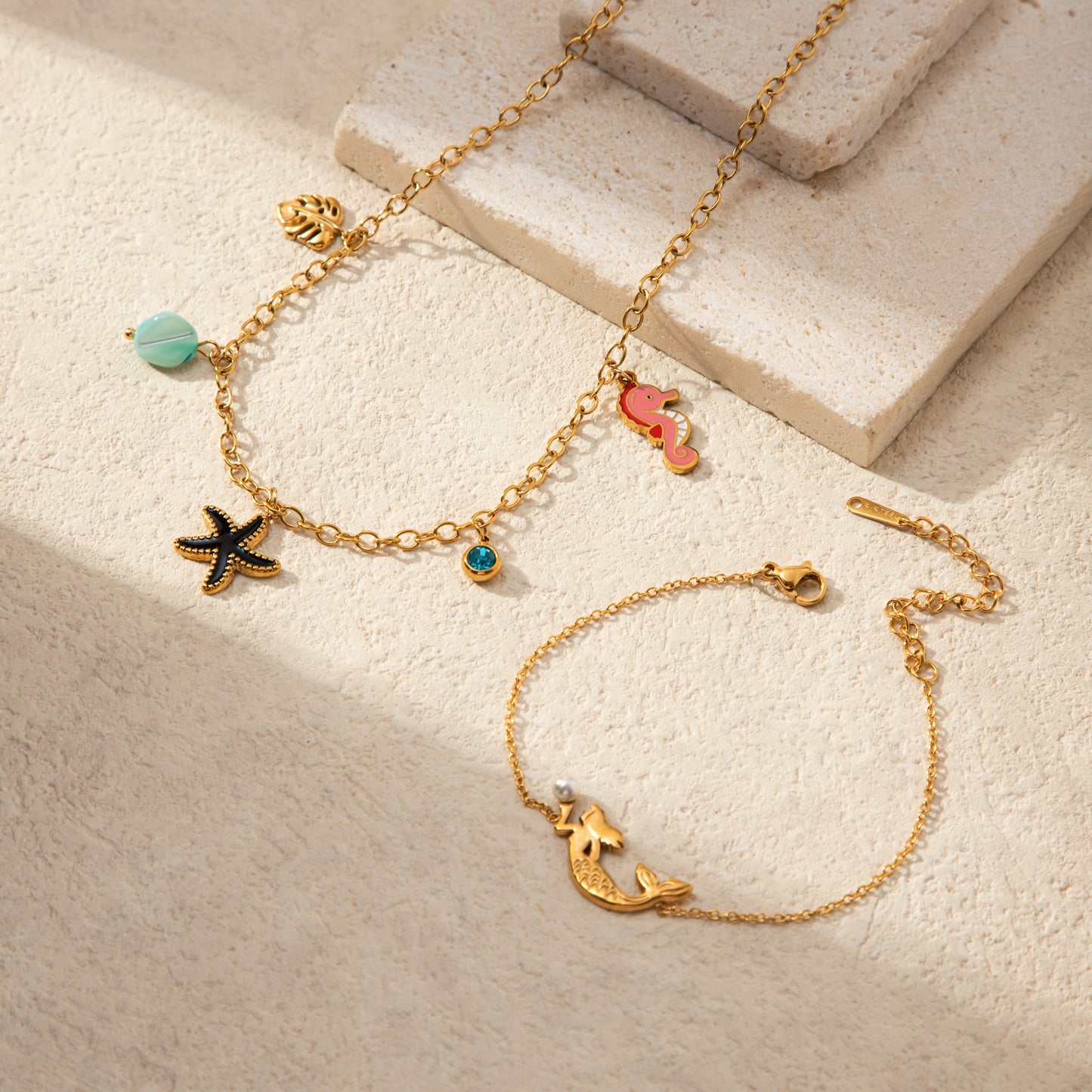 Starfish Mermaid Necklace-Bracelet Set