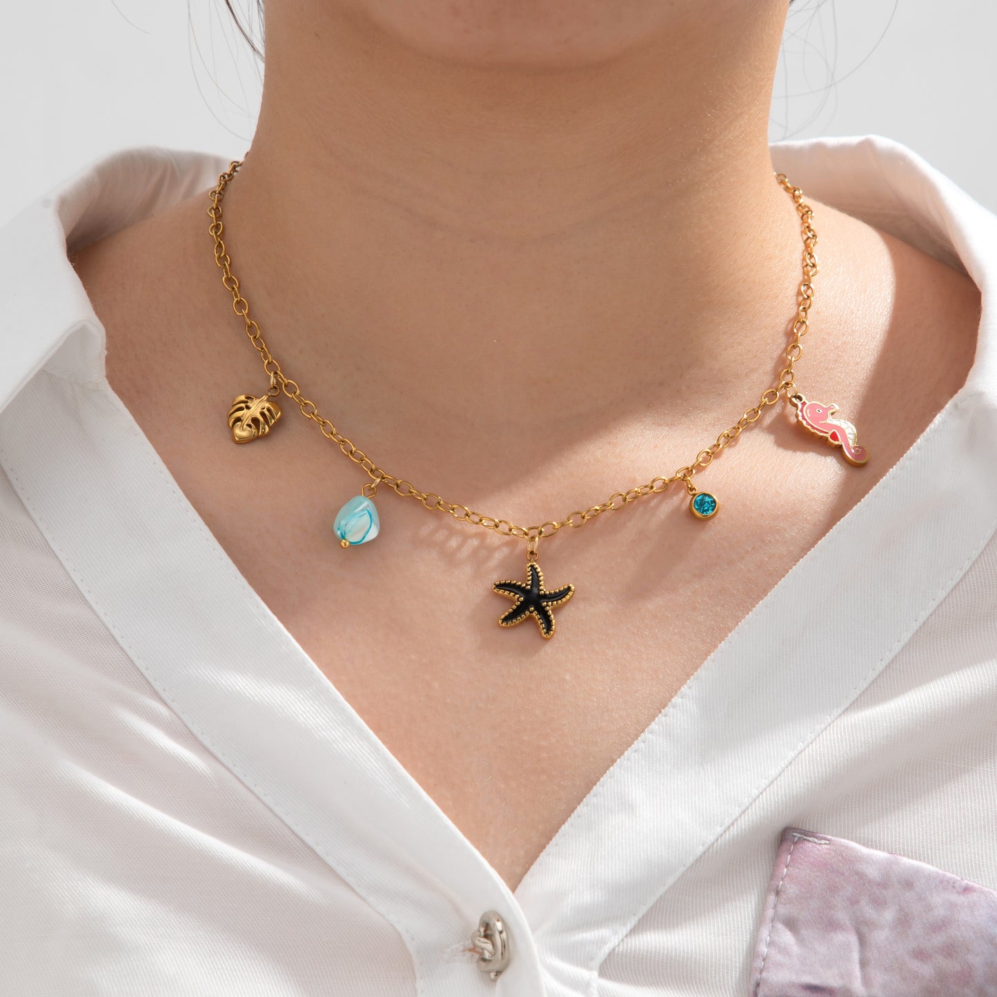 Starfish Mermaid Necklace-Bracelet Set