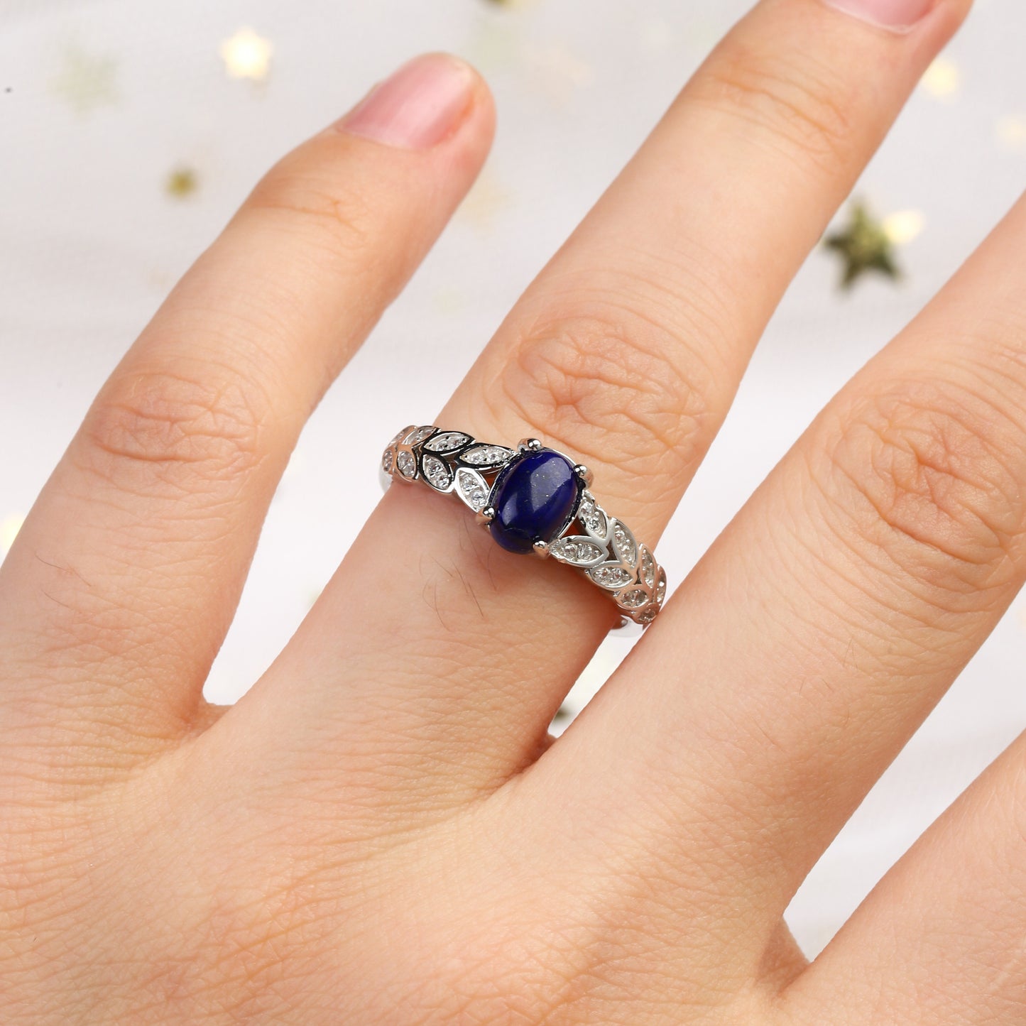 Lapis Lazuli 925 Silver Women Wedding Ring