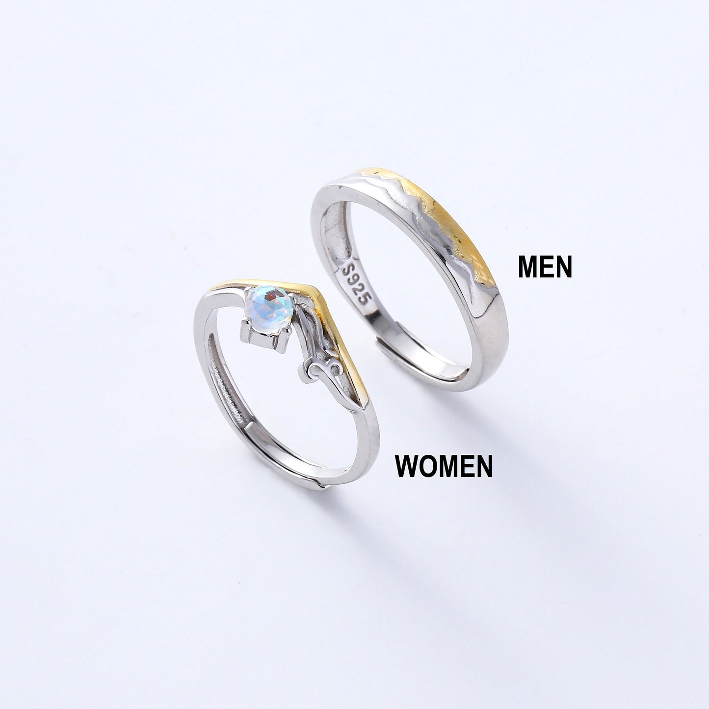 Moonstone Couple Rings