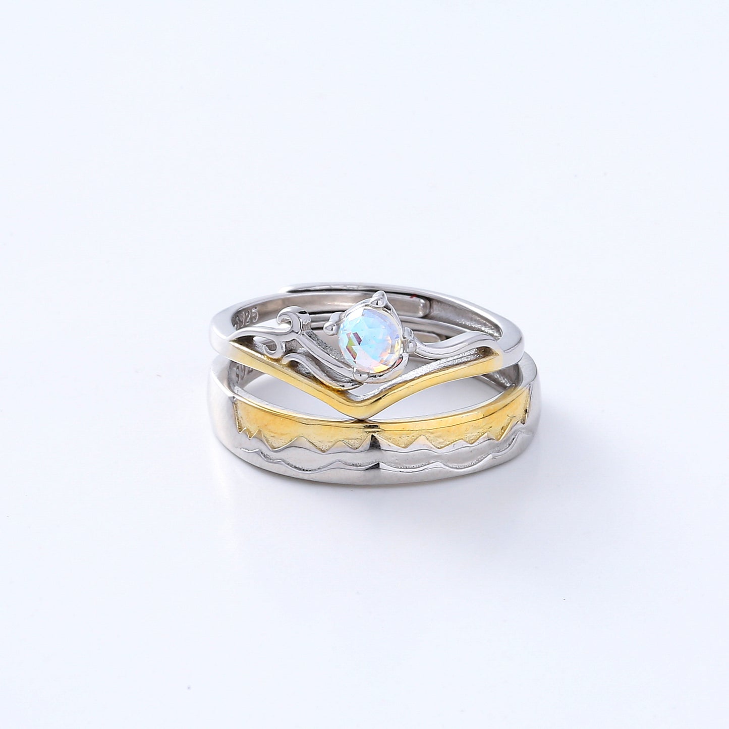 Moonstone Couple Rings