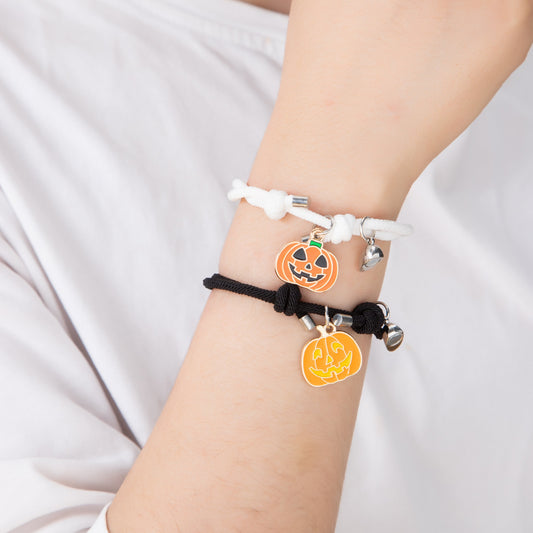 Pumpkin & Skull Matching Halloween Bracelets