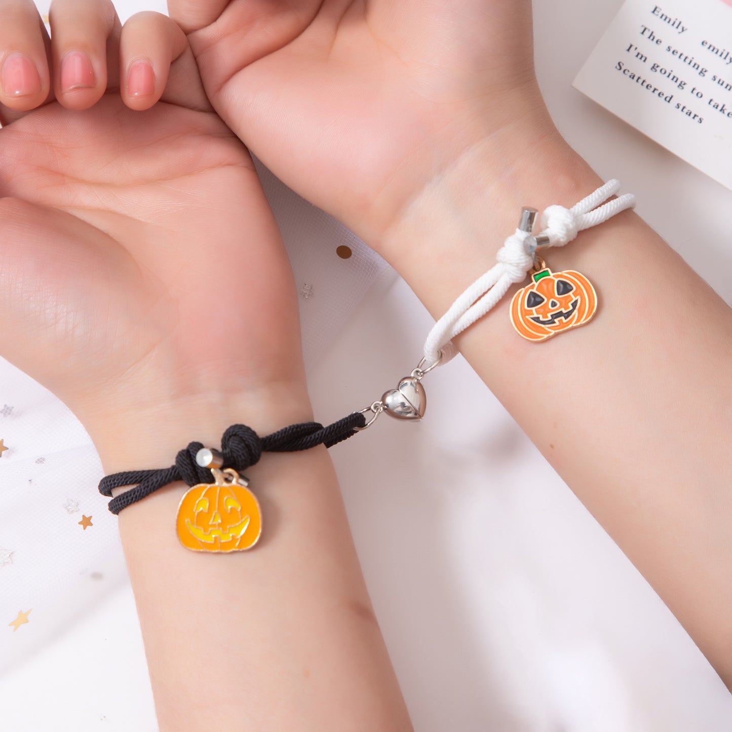 Pumpkin & Skull Matching Halloween Bracelets