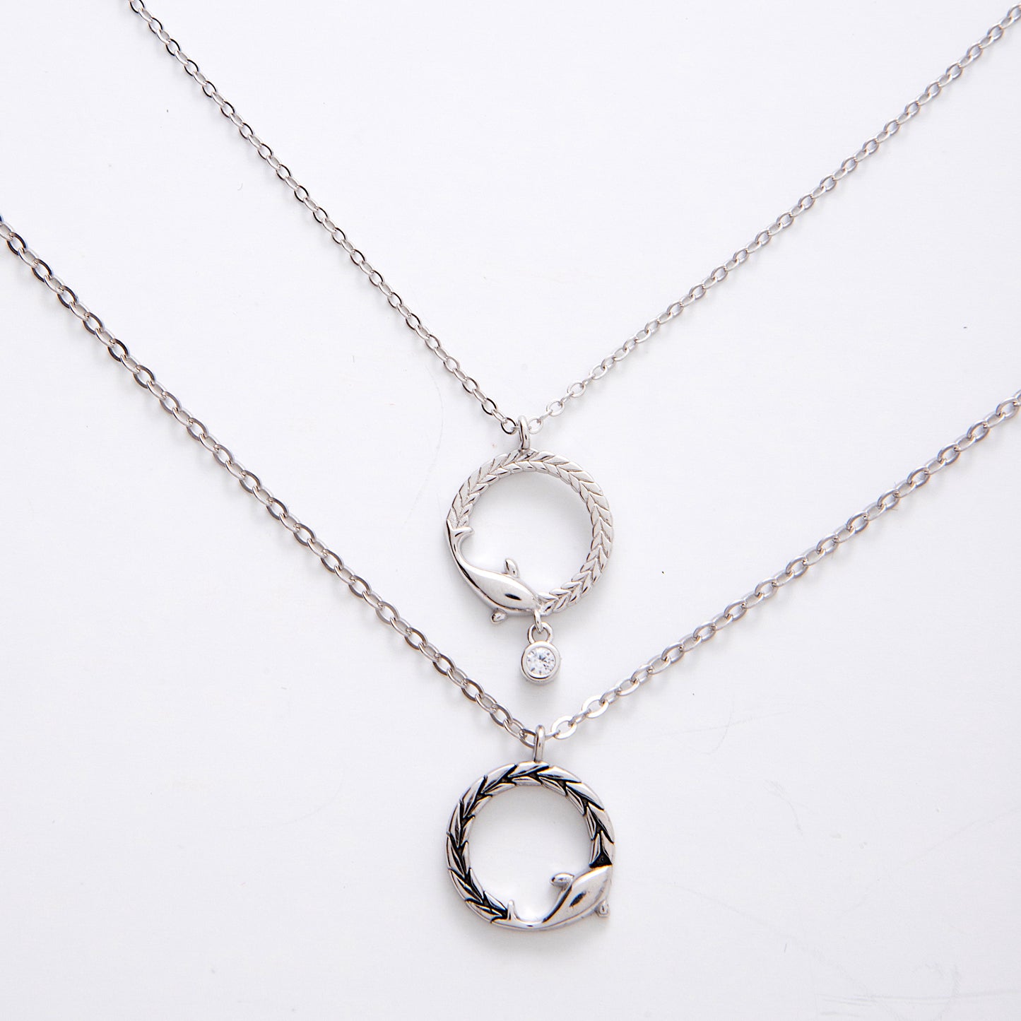 Round Pendant Silver Couple Necklaces