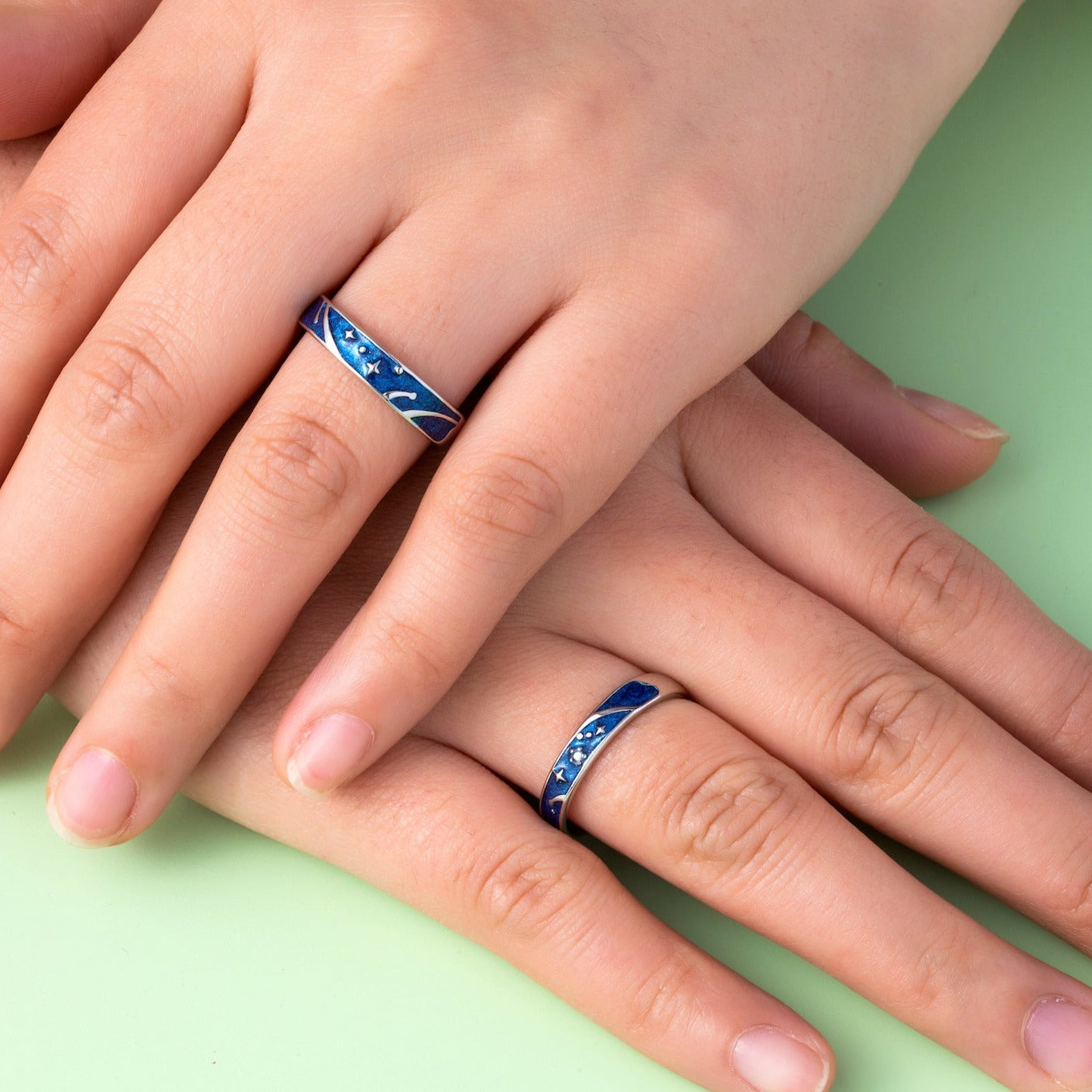 Stars & Sky Silver Couple Rings & Bracelets