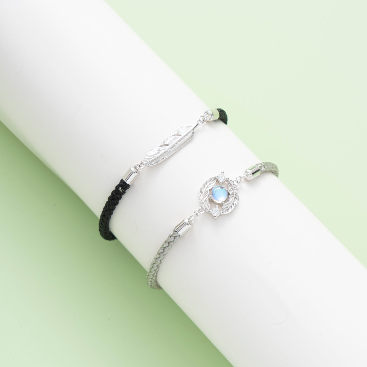 Moonstone Silver Couple Matching Bracelets