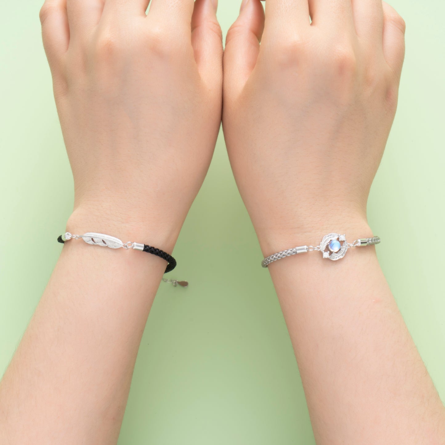 Moonstone Silver Couple Matching Bracelets