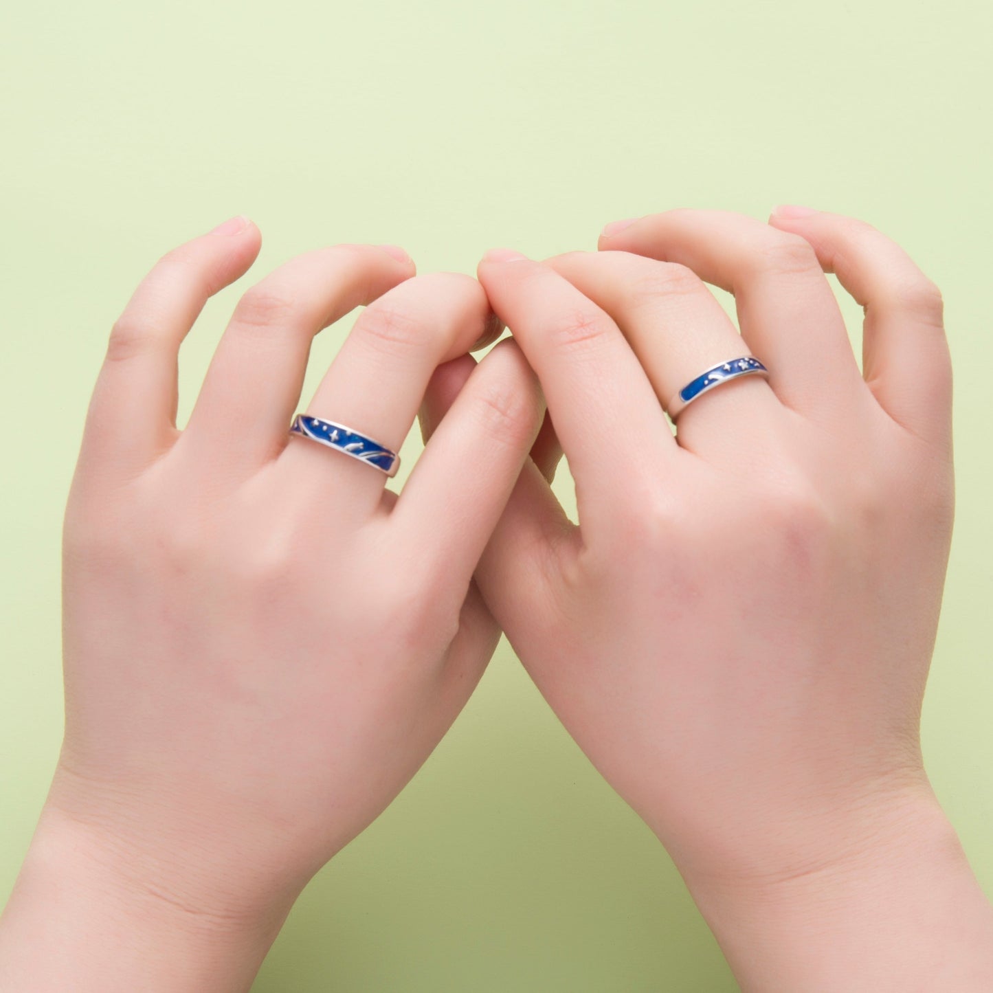 Stars and Sky Silver Couple Rings