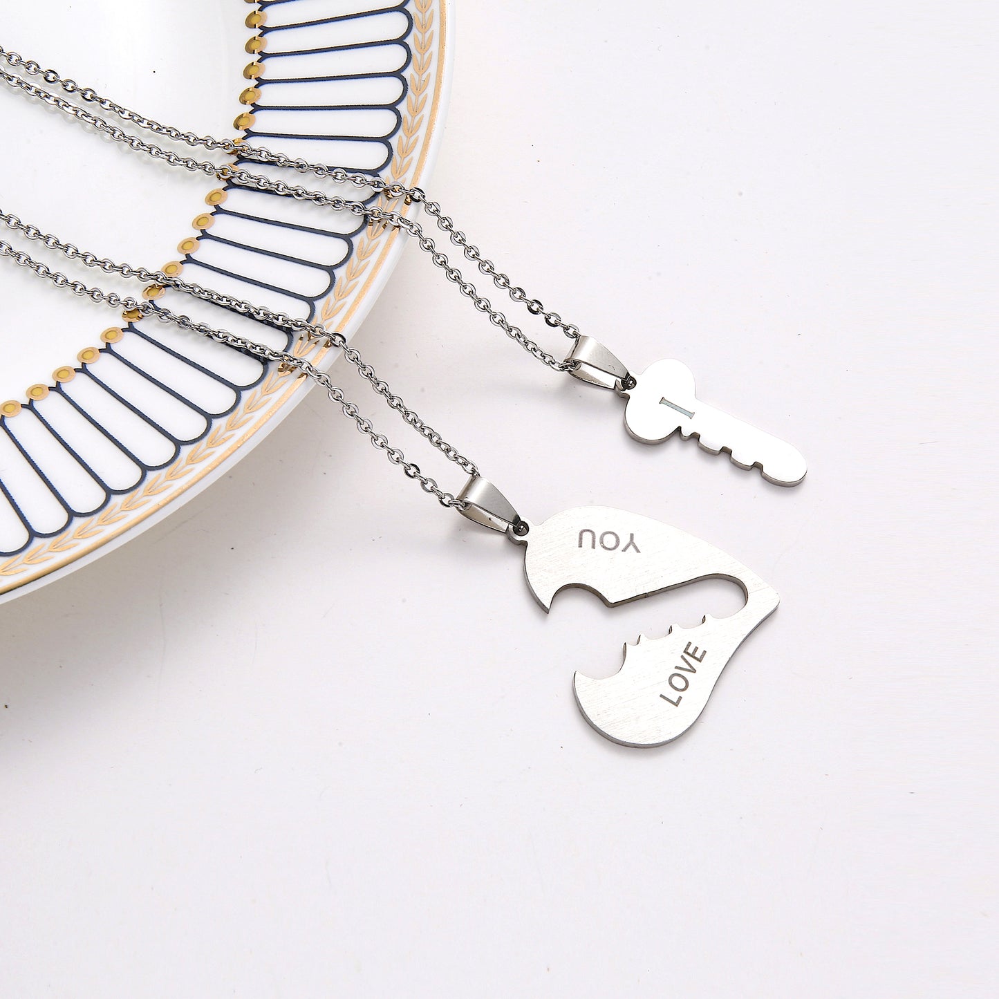 Heart-Key Romantic Couple Necklaces