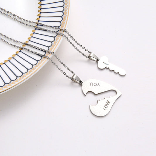 Heart-Key Romantic Couple Necklaces