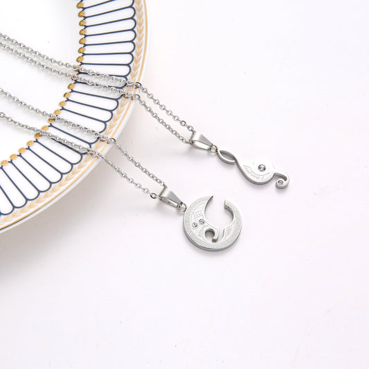 Music Clef Pendant Couple Matching Necklaces