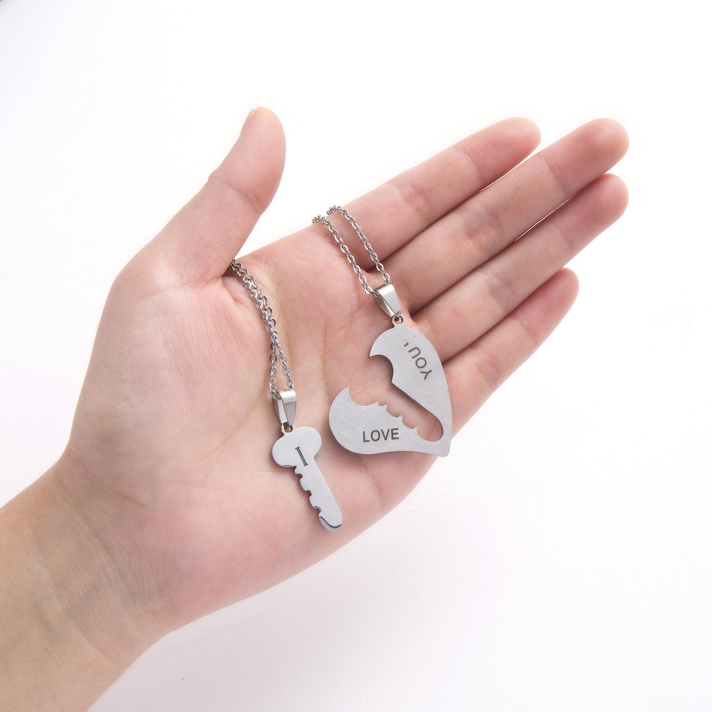 Heart-Key Romantic Couple Necklaces