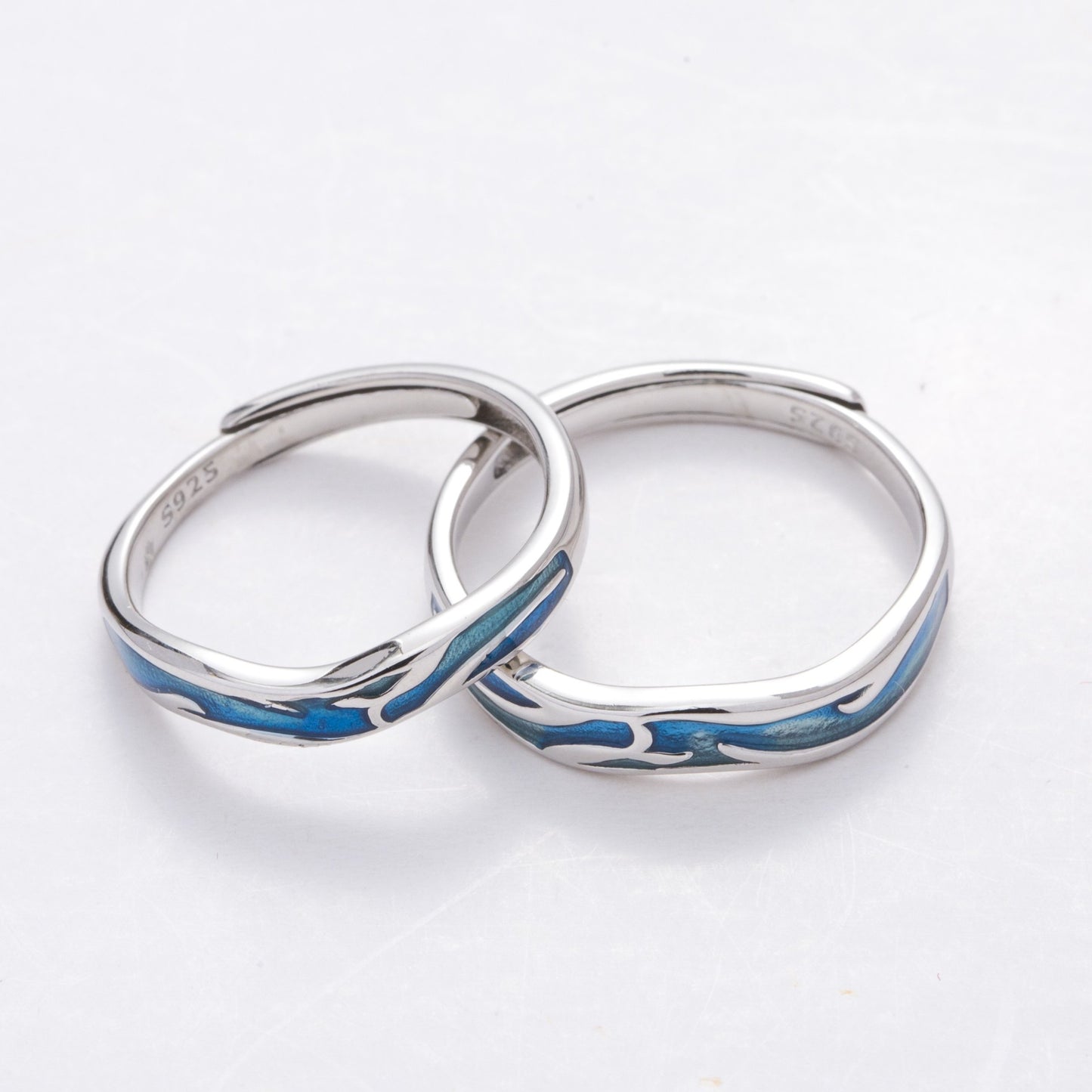 Blue Waves Couple Rings | Waves Rings | AVIJEWELRY