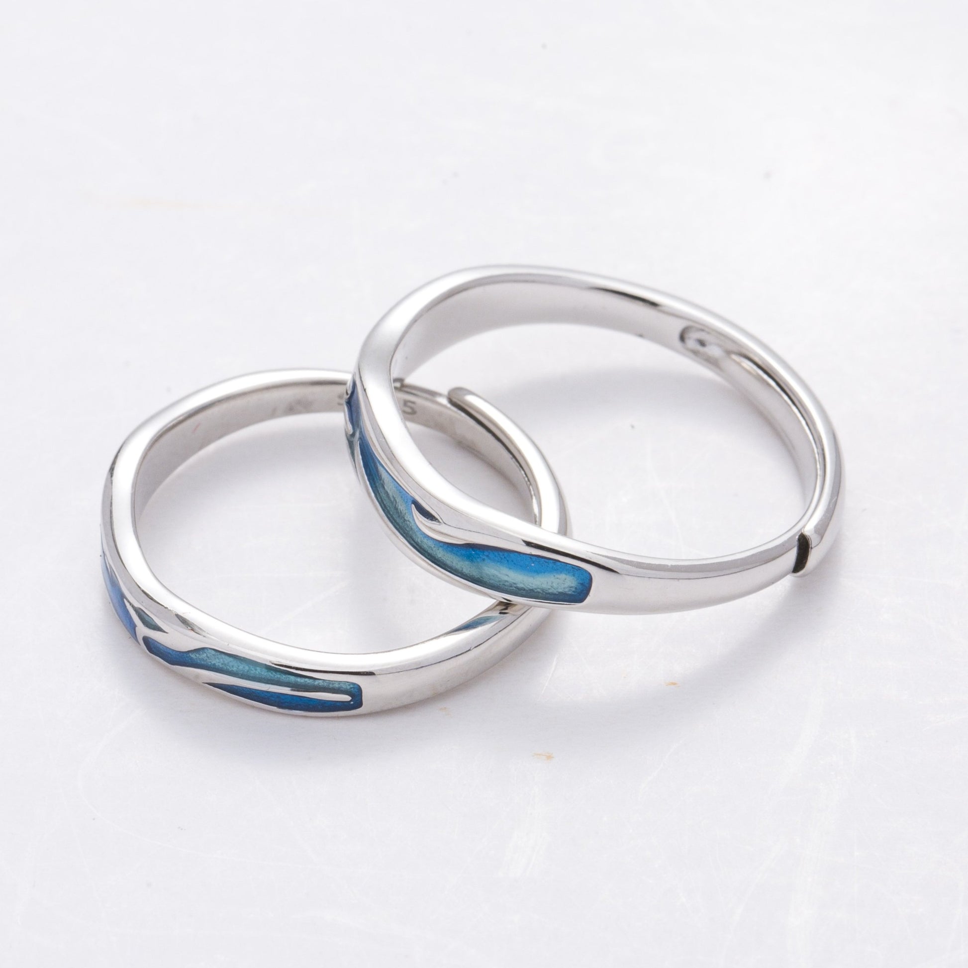 Blue Waves Couple Rings | Waves Rings | AVIJEWELRY