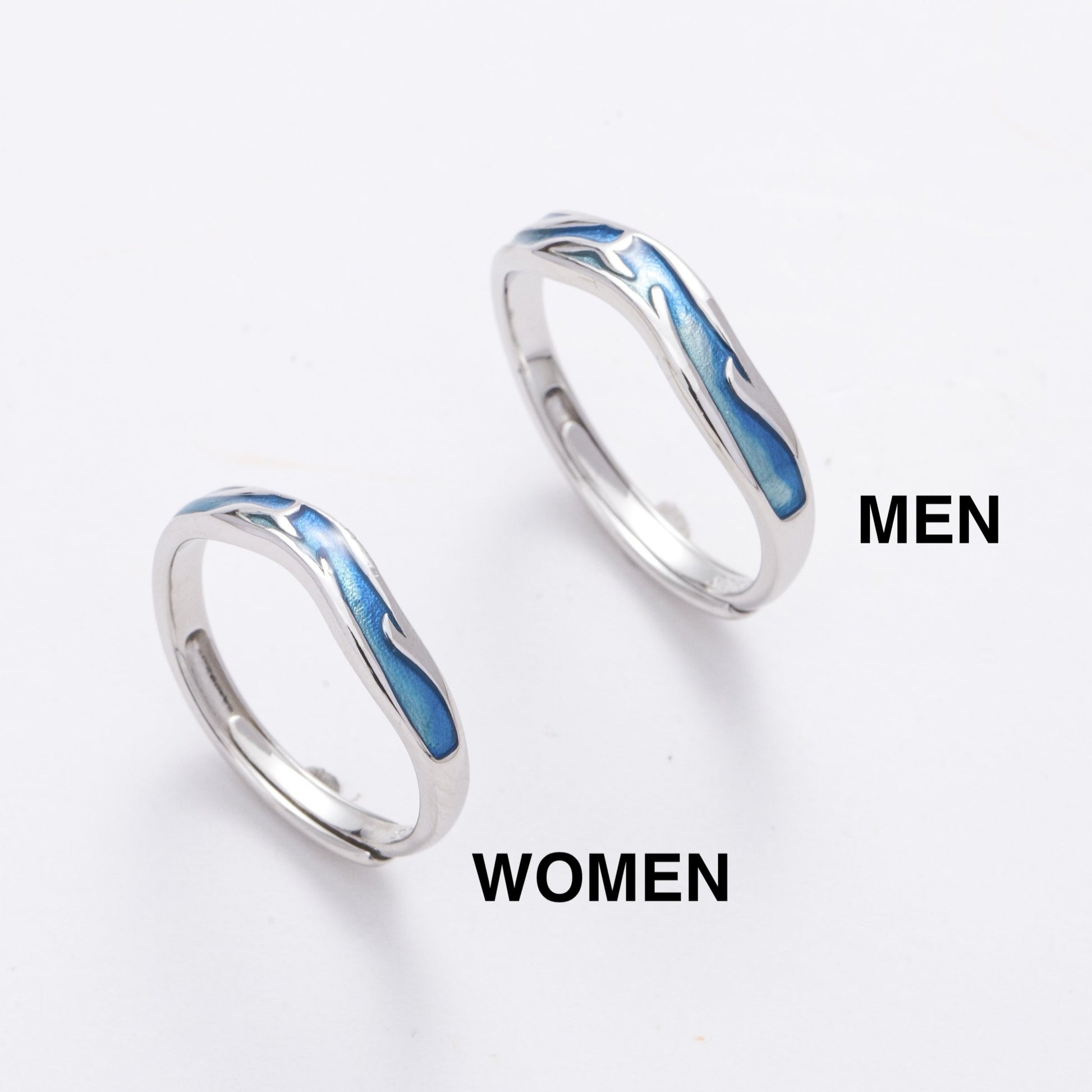 Blue Waves Couple Rings | Waves Rings | AVIJEWELRY