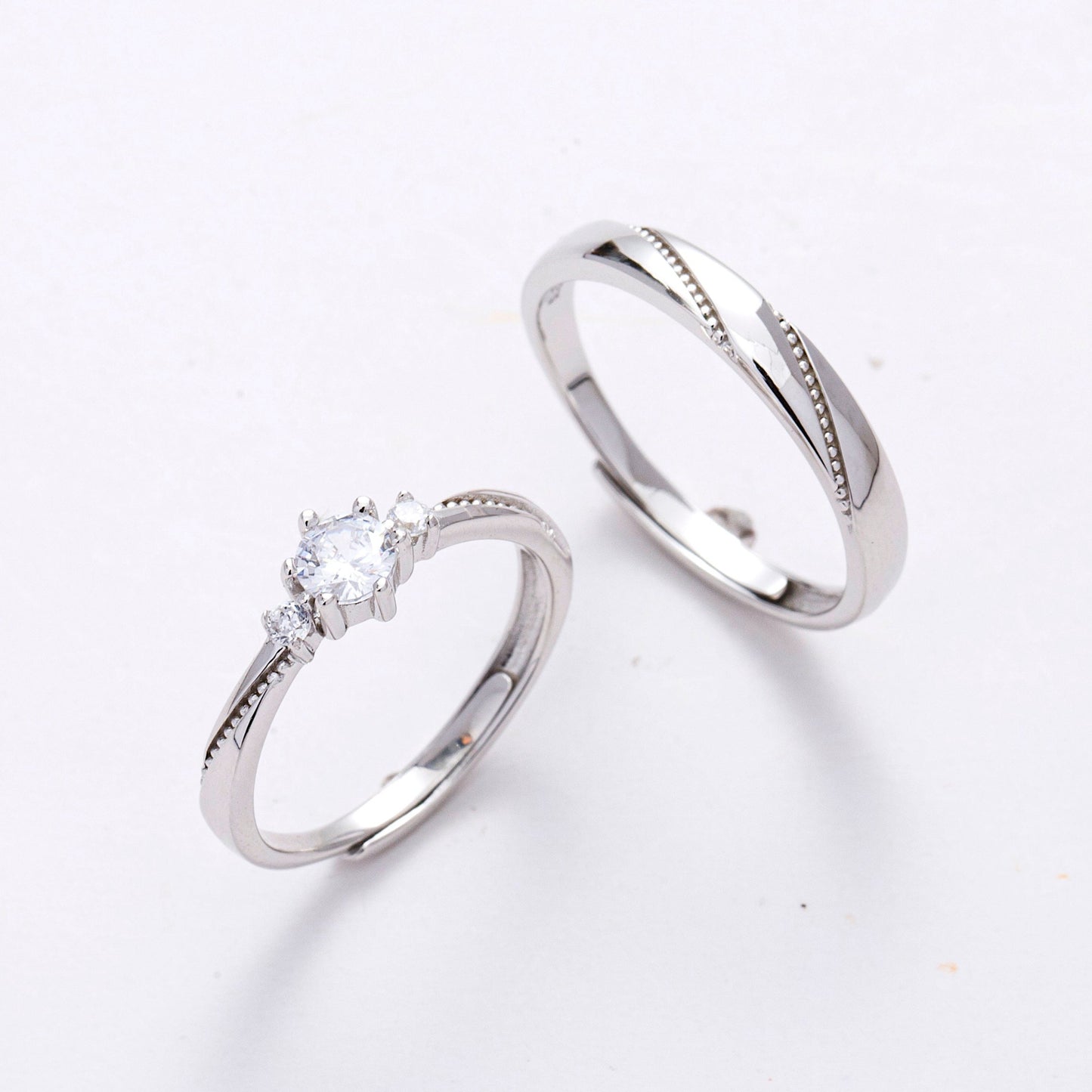 AAA Zircon Engagement Couple Rings